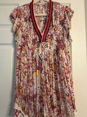 (Medium) POUPETTE ST BARTH Sasha Floral Mini Dress Floral Cover-Up Lace